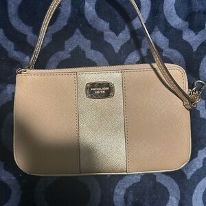 Michael Kors Gold and Tan Wristlet